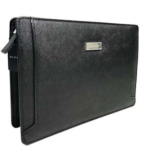 Burberry KM Shoulder Bag Clutch Handbag Handle Leather Black